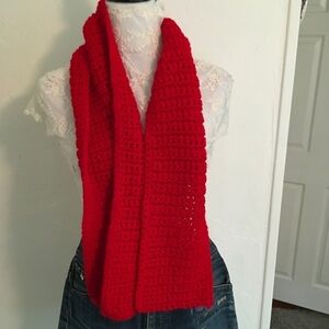 Hand Knitted Chunky Red Scarf